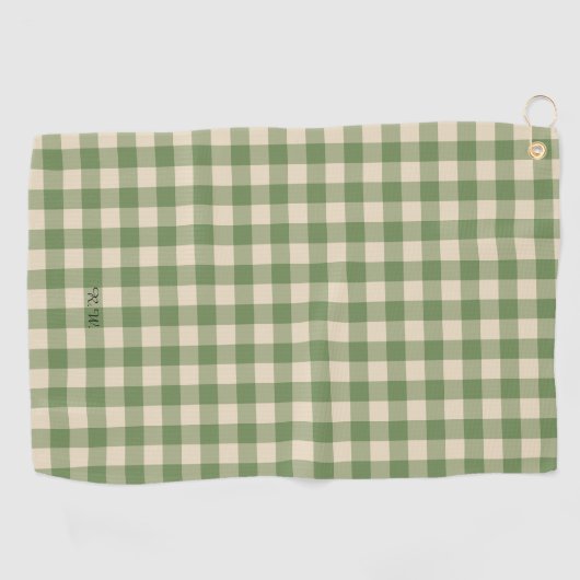 Sage Green Gingham Plaid Golfhanddoek (Horizontaal)