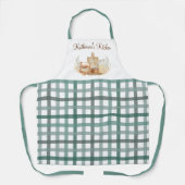 Sage Green Gingham Plaid Patroon Baking Supplies Schort (Voorkant)
