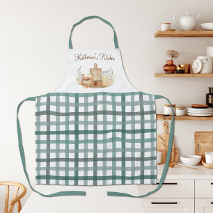 Sage Green Gingham Plaid Patroon Baking Supplies Schort