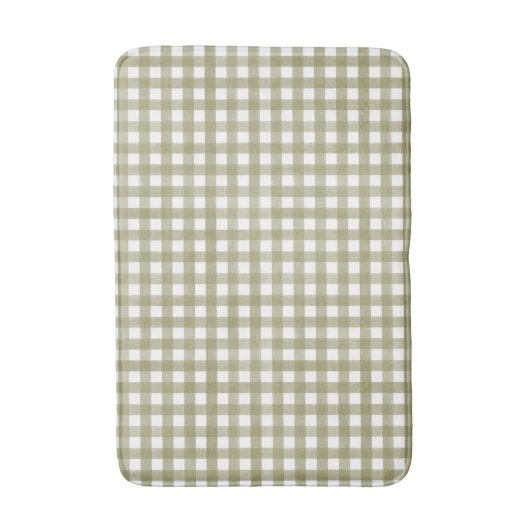Sage Green Gingham Plaid Patterned Badmat (Voorkant Verticaal)