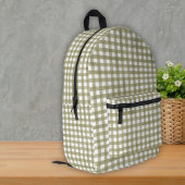 Sage Green Gingham Plaid Patterned Bedrukte Rugzak