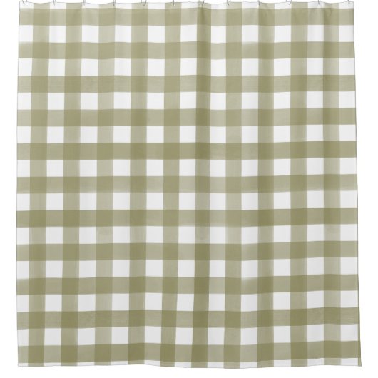 Sage Green Gingham Plaid Patterned Douchegordijn (Voorkant)