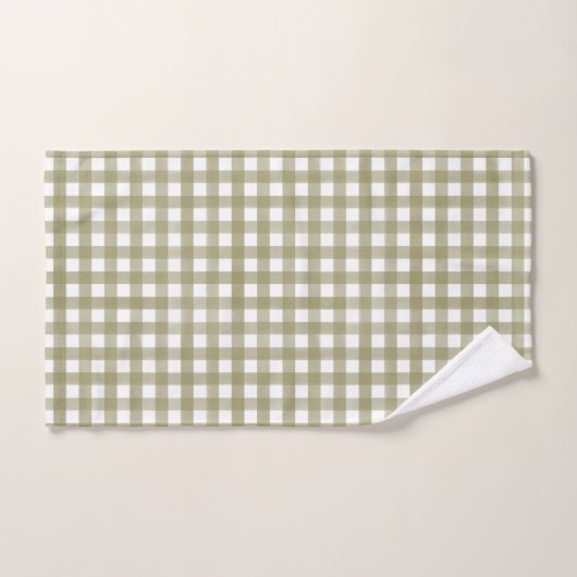 Sage Green Gingham Plaid Patterned Handdoek (Handdoek)