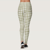 Sage Green Gingham Plaid Patterned Leggings (Achterkant)