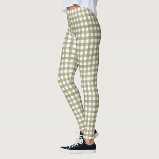 Sage Green Gingham Plaid Patterned Leggings (Links)