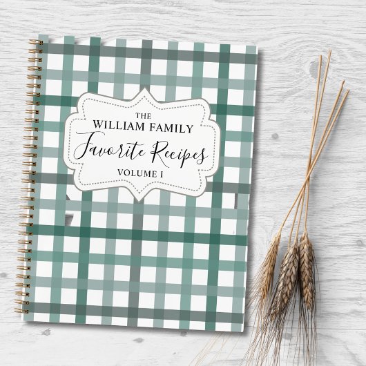  Sage Green Gingham Plaid Recept Kookboek Notitieboek