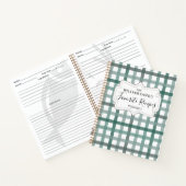  Sage Green Gingham Plaid Recept Kookboek Notitieboek (Binnen)