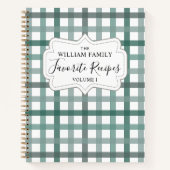  Sage Green Gingham Plaid Recept Kookboek Notitieboek (Voorkant)