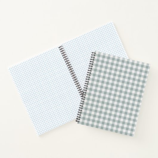 Sage Green Gingham Plaid Stripe Notitieboek (Binnen)