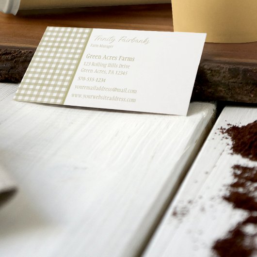 Sage Green Gingham Plaid Visitekaartje