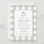 Sage Green Gingham Pompoen Baby Sprinkle Kaart (Voorkant)