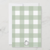 Sage Green Gingham Pompoen Baby Sprinkle Kaart (Achterkant)