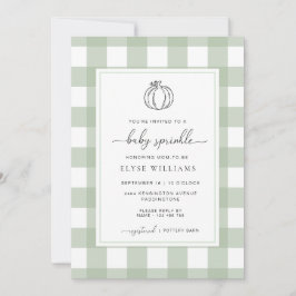 Sage Green Gingham Pompoen Baby Sprinkle Kaart