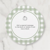 Sage Green Gingham pompoen bestrooid met liefde Bedankjes Labels (Achterkant)