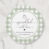 Sage Green Gingham pompoen bestrooid met liefde Bedankjes Labels (Voorkant)