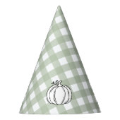 Sage Green Gingham pompoen Feesthoedjes (Voorkant)