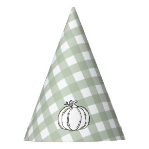Sage Green Gingham pompoen Feesthoedjes