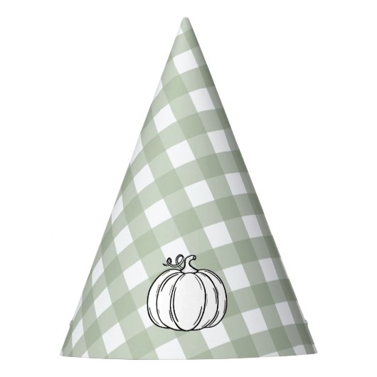 Sage Green Gingham pompoen Feesthoedjes (Voorkant)