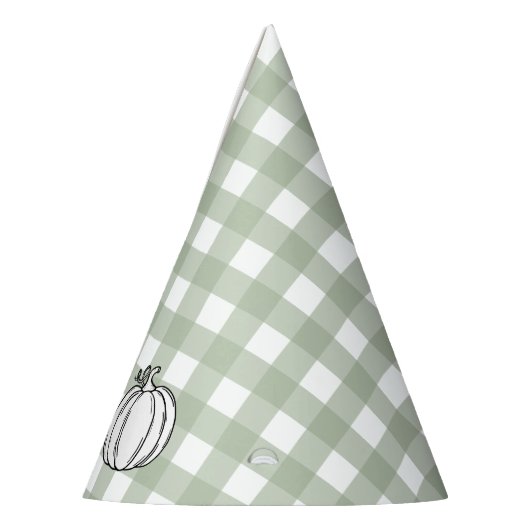 Sage Green Gingham pompoen Feesthoedjes (Links)