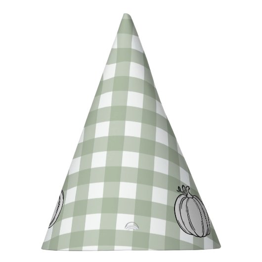 Sage Green Gingham pompoen Feesthoedjes (Rechts)