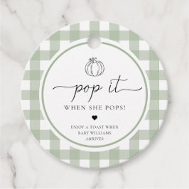 Sage Green Gingham pompoen Pop het als ze Poppen Bedankjes Labels