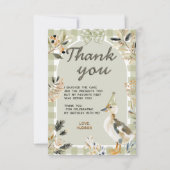 Sage Green Gingham Schattigee Duckling Waterverf P Bedankkaart (Voorkant)