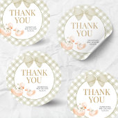 Sage Green Gingham Silly Goose Baby Shower Ronde Sticker