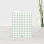 Sage Green Gingham Teddy Bear Baby Shower Bedankkaart (Achterkant)