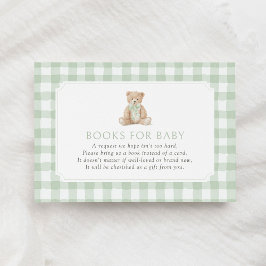 Sage Green Gingham Teddy Bear Books for Baby Informatiekaartje