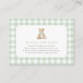 Sage Green Gingham Teddy Bear Books for Baby Informatiekaartje (Voorkant)