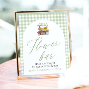 Sage Green Gingham vers van de markt Bloemenbar Poster