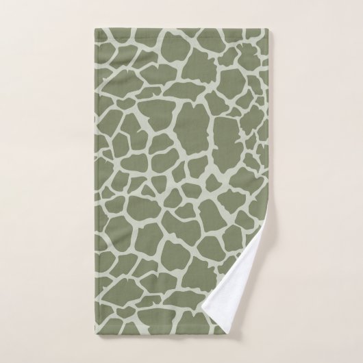 Sage Green Giraffe Print Bad Handdoek (Handdoek)