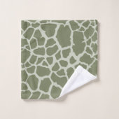Sage Green Giraffe Print Bad Handdoek (Wasdoekje)