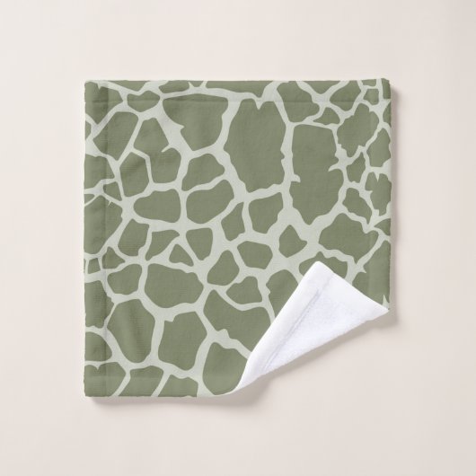 Sage Green Giraffe Print Bad Handdoek (Wasdoekje)