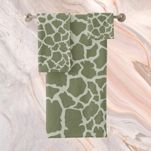 Sage Green Giraffe Print Bad Handdoek