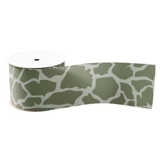 Sage Green Giraffe Print Grosgrain Lint (Spoel)