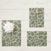 Sage Green Giraffe Print Inpakpapier Vel