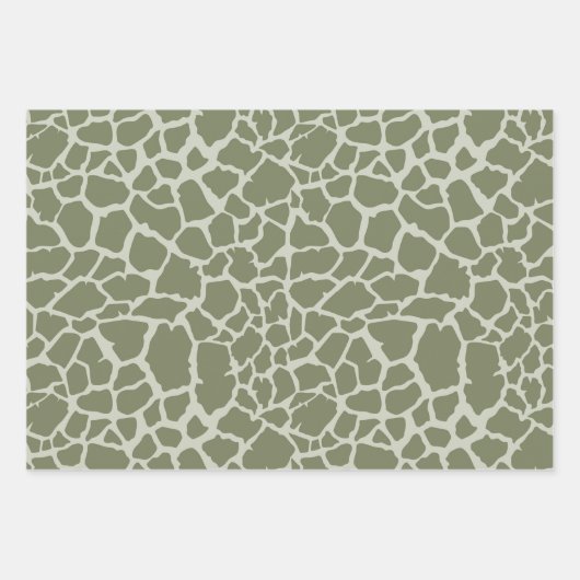 Sage Green Giraffe Print Inpakpapier Vel (Voorkant 3)