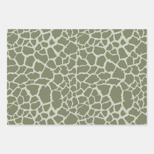 Sage Green Giraffe Print Inpakpapier Vel (Voorkant 2)