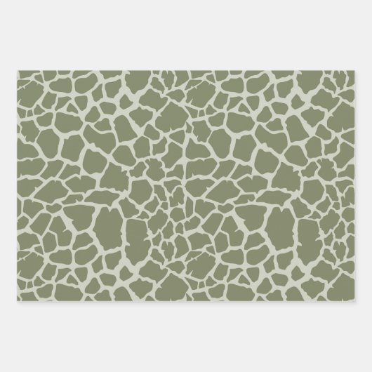 Sage Green Giraffe Print Inpakpapier Vel (Voorkant)