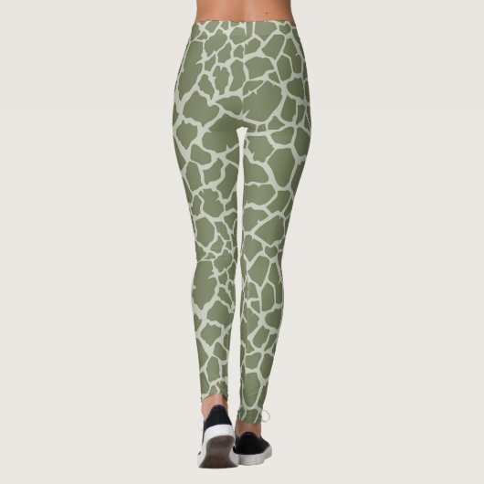 Sage Green Giraffe Print Leggings (Achterkant)