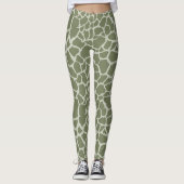 Sage Green Giraffe Print Leggings (Voorkant)