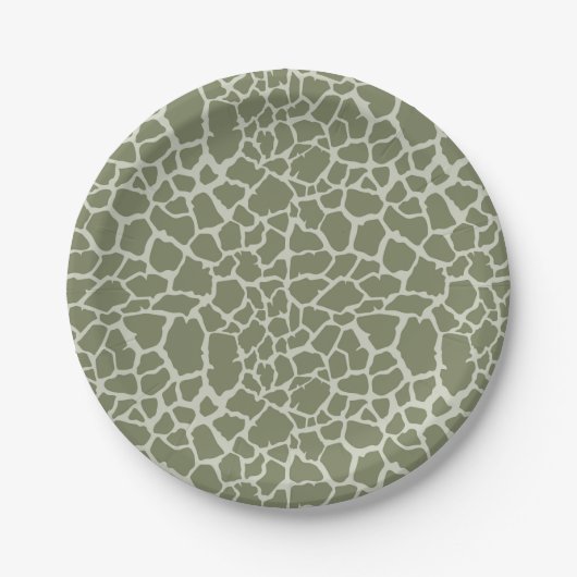 Sage Green Giraffe Print Papieren Bordje (Voorkant)