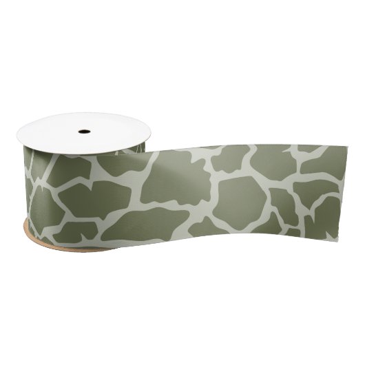 Sage Green Giraffe Print Satijnen Lint (Spoel)