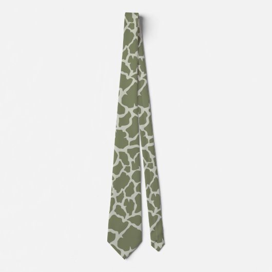 Sage Green Giraffe Print Stropdas (Voorkant)