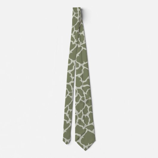 Sage Green Giraffe Print Stropdas (Achterkant)