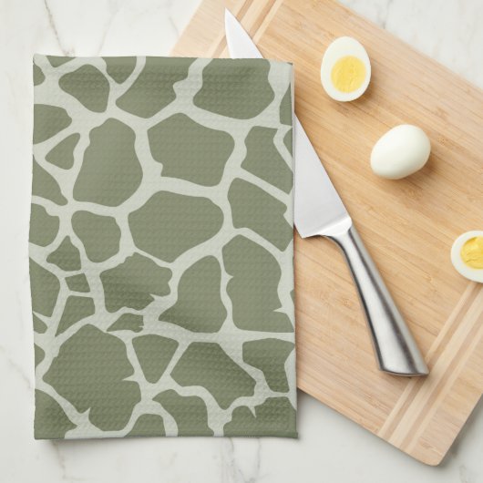 Sage Green Giraffe Print Theedoek (Quarter Fold)