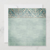 Sage Green Glimmer Damask Bruiloft Uitnodigen Kaart (Achterkant)
