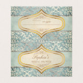 Sage Green Glimmer Damask Trouwplaats Kaart Visitekaartje (Buitenkant ongevouwen)