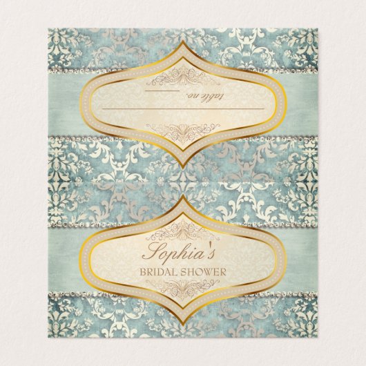 Sage Green Glimmer Damask Trouwplaats Kaart Visitekaartje (Buitenkant ongevouwen)